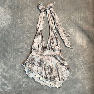 NEW Floral Halter Top with Ruffle Hem